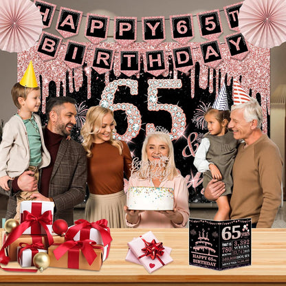 40th Birthday Decorations for Women,32pcs 40th Birthday Party Decorations,Including Backdrop, Crown,Sash,banner, Hanging Swirl,Cake Topper,balloons,Paper Fans,Anniversary Card and paper fans