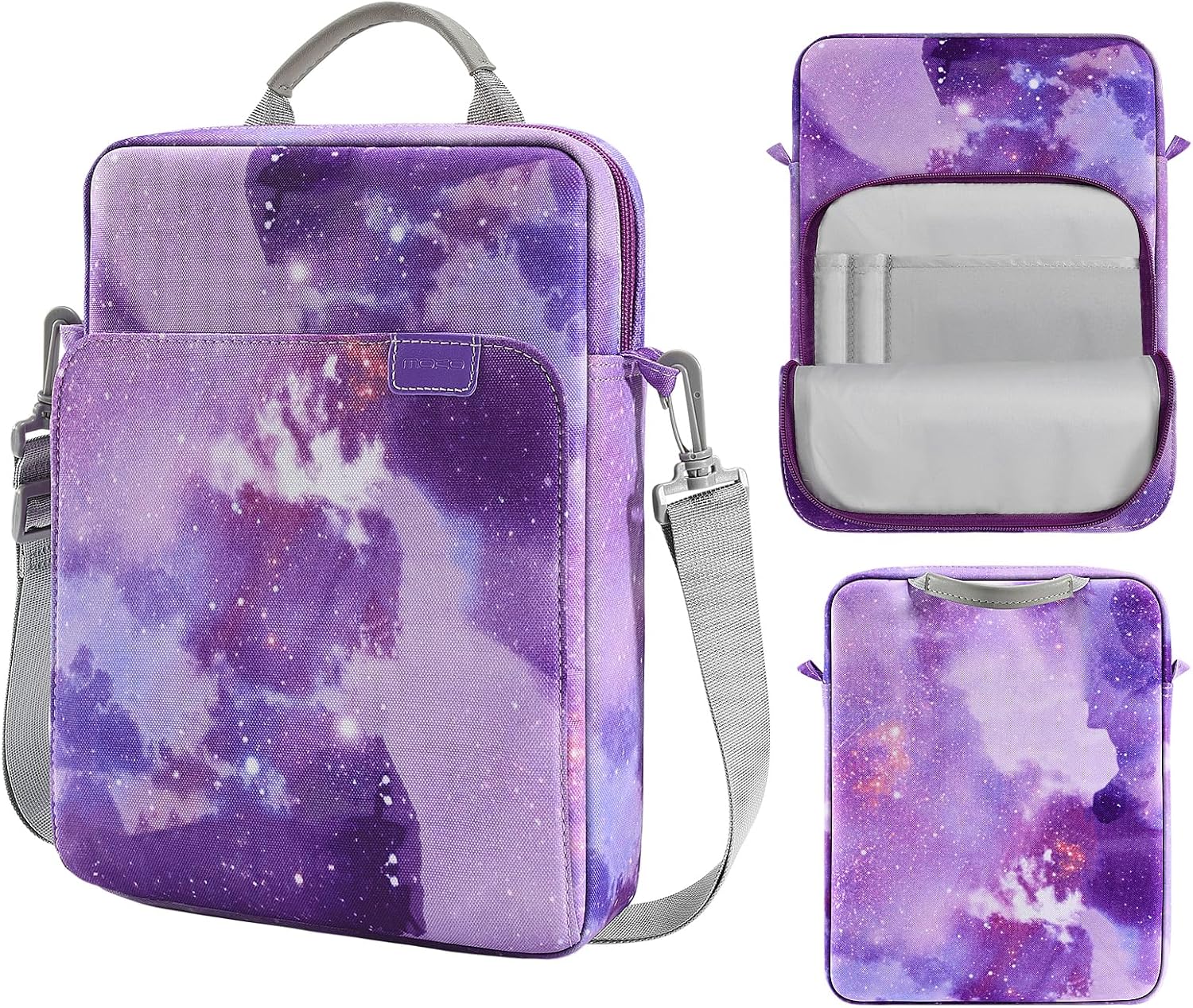 MoKo 13.3-14 Inch Laptop Sleeve Bag Fits MacBook Pro M3/M2 14" 2023, MacBook Pro 13" M2, New MacBook Air 13.6" M3/M2 2024/2022,Tab S8 Ultra 14.6",Handle Carrying Case with Shoulder Strap, Black & Gray - PuriLite