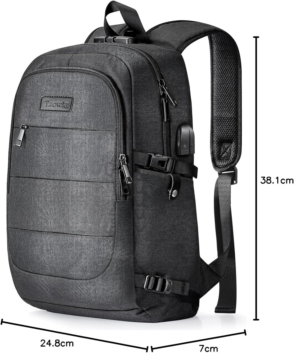 Tzowla Laptop Travel Slim School Backpack Water Resistant Anti-Theft Bag with USB Charging Port and Lock 15.6 Inch Computer Business Backpacks for Men Women College Student Gift,Bookbag Casual Daypack