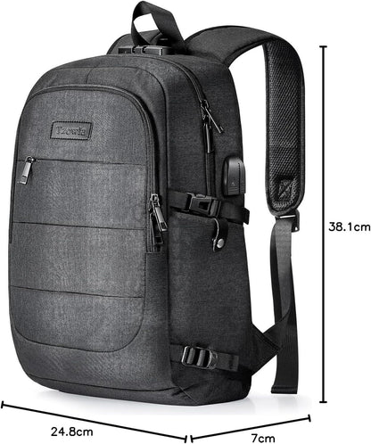 Tzowla Laptop Travel Slim School Backpack Water Resistant Anti-Theft Bag with USB Charging Port and Lock 15.6 Inch Computer Business Backpacks for Men Women College Student Gift,Bookbag Casual Daypack