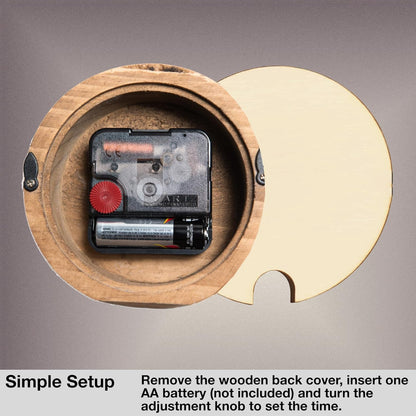 Driini Wooden Desk & Table Analog Clock Made of Genuine Pine (Light) - Battery Operated with Precise Silent Sweep Mechanism