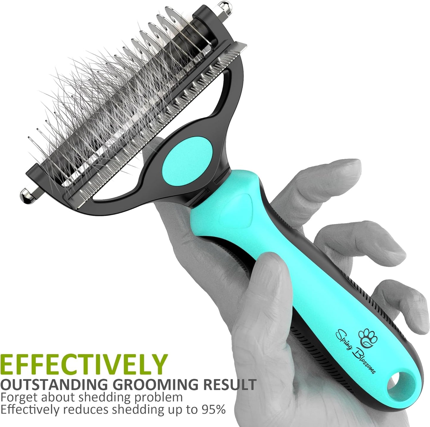 Spring Blossoms-2 in 1 Professional Grooming Rake for Cats & Dogs-Dematting Comb for Easy Mats & Tangles Removing,Pet Brush Safe No More Nasty Shedding and Flying Hair (Orange)