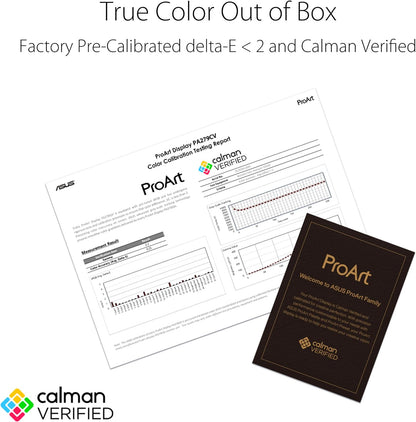 ASUS ProArt Display PA279CV 27” 4K HDR UHD (3840 x 2160) Monitor, IPS, 100% sRGB/Rec. 709, ΔE < 2, USB-C DisplayPort HDMI USB hub, Calman Verified, Eye Care, Tilt Pivot Swivel Height Adjustable