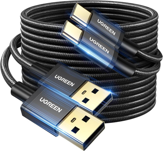 UGREEN USB to USB C Cable 2Pack, Type C Charging Cable, 3A Fast Charging Braided Cord Compatible with iPhone 16 15 Pro Max, Galaxy S24 S23 Note, Pixel 9 8 7, PS5 Controller, 10ft