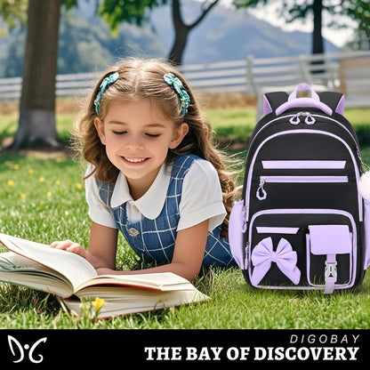 DIGOBAY Backpack for Girls, 3PCS Girls Backpack with Lunch Bag Pencil Case, Kids Backpack for Kindergarten Elementary School