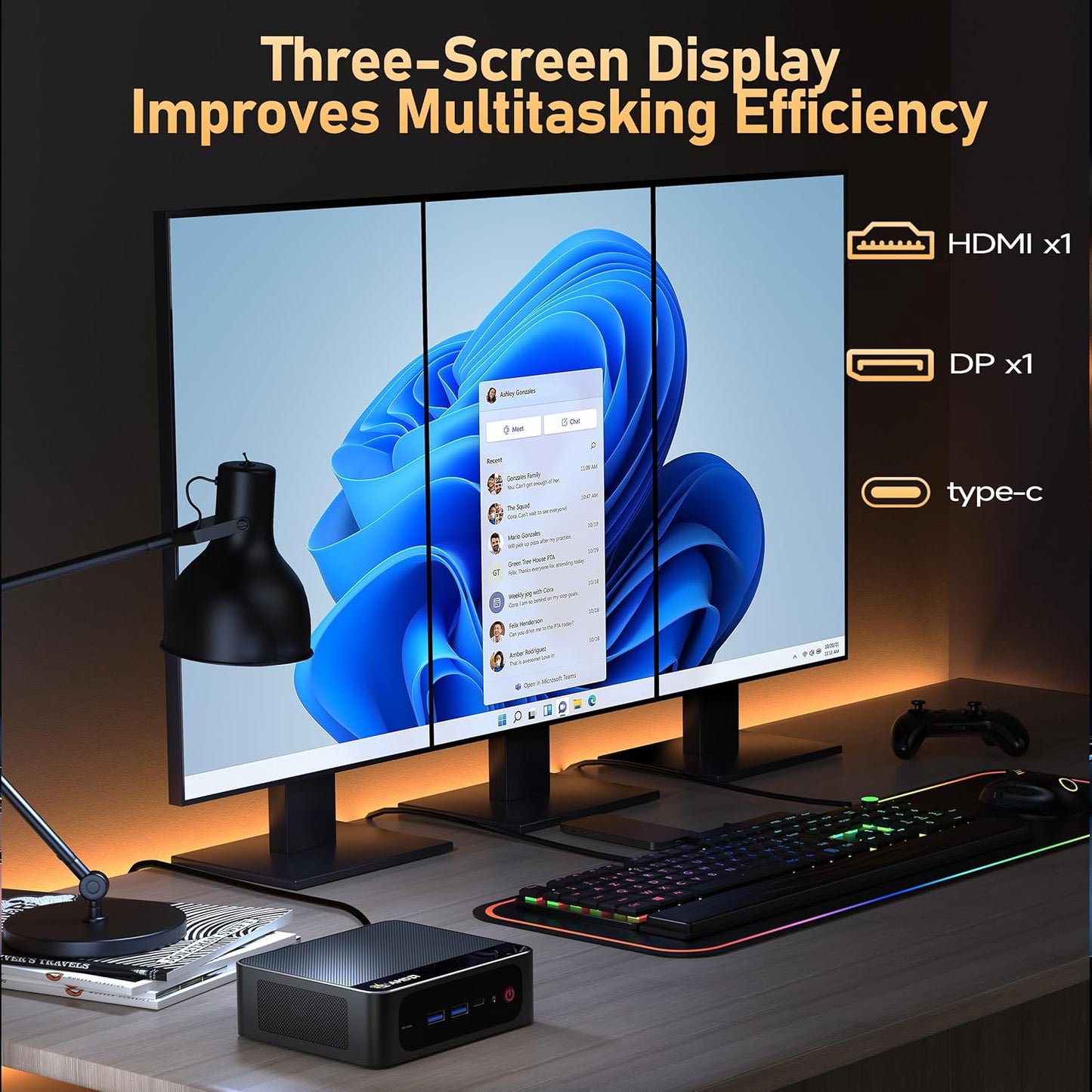 Beelink SER8 Mini PC AMD Ryzen 7 8745HS, 24GB DDR5-5600MHz 1TB PCIe4.0 SSD, AMD Radeon 780M Graphics 12core 2600MHz Gaming PC, USB4.0/ Triple Display/ WiFi6/ BT5.2/2.5Gbps LAN Mini Computer/W-11 Pro