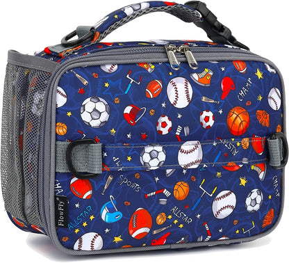FlowFly Kids Lunch Box Insulated Soft Bag Mini Cooler Back to School Thermal Meal Tote Kit for Girls, Boys, Black
