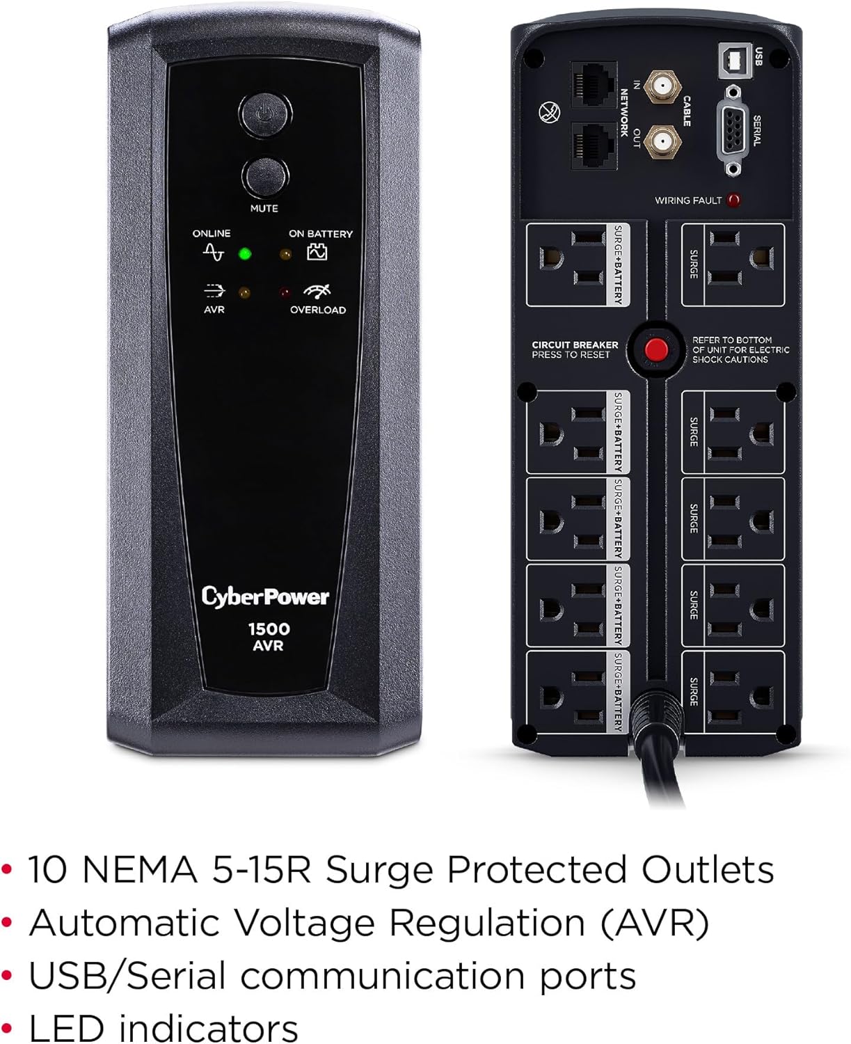 CyberPower CP685AVRG AVR UPS System, 685VA/390W, 8 Outlets, Compact