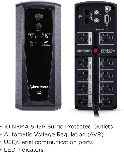 CyberPower CP685AVRG AVR UPS System, 685VA/390W, 8 Outlets, Compact