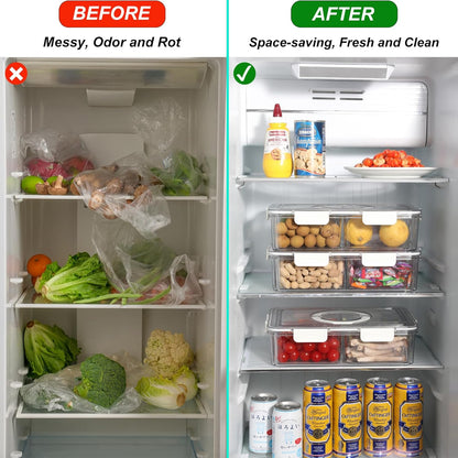 Taiuloo Divided Serving Tray with Lid & Handle, Airtight 4 Compartment Snackle Box Charcuterie Container, Fridge Organizer Bins, Food Storage Container Veggie Tray for Snack, Fruit, Salad, Nut