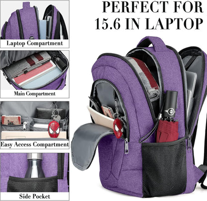 Backpack for Men and Women, School Backpacks for Teen Boys and Girls, Black Water Resistant Back Pack, Business Men Sturdy Computer Bag with USB Charging Port, Gifts