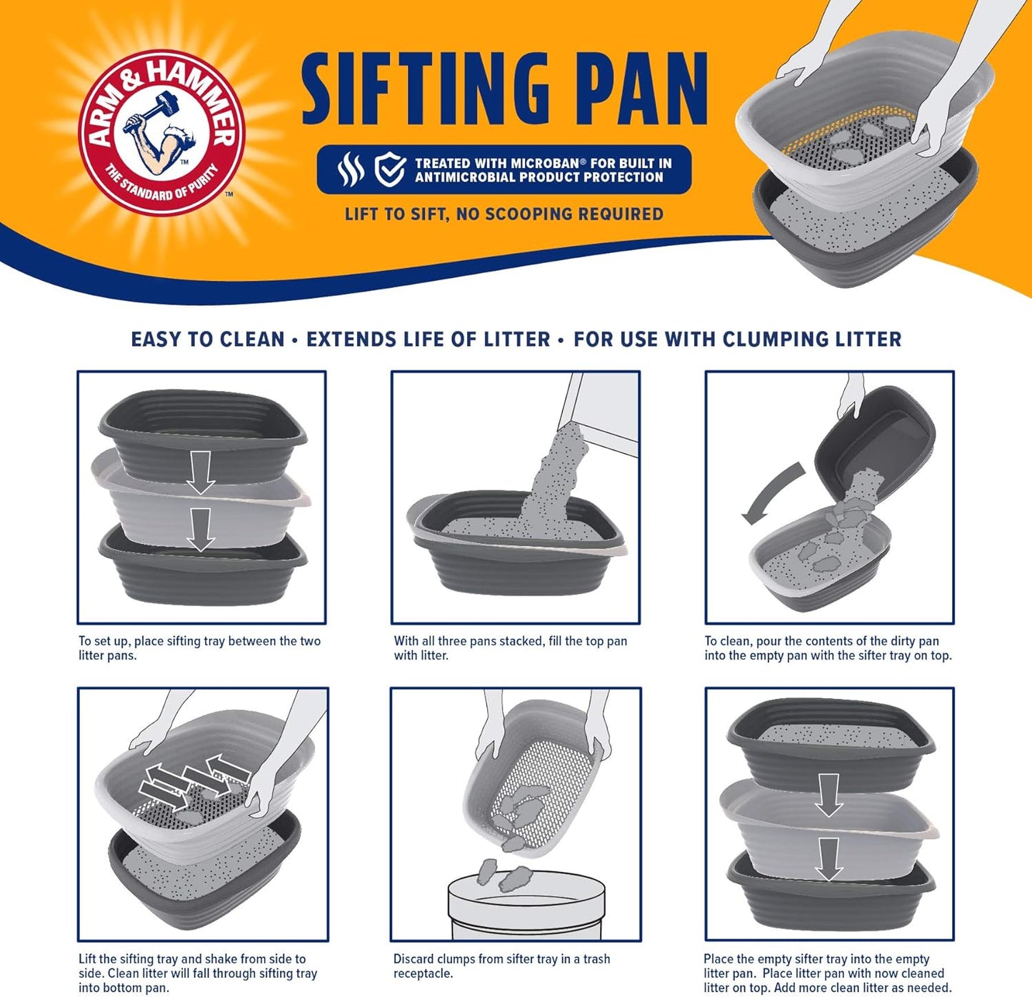 Arm & Hammer 42036 Large Sifting Litter Pan