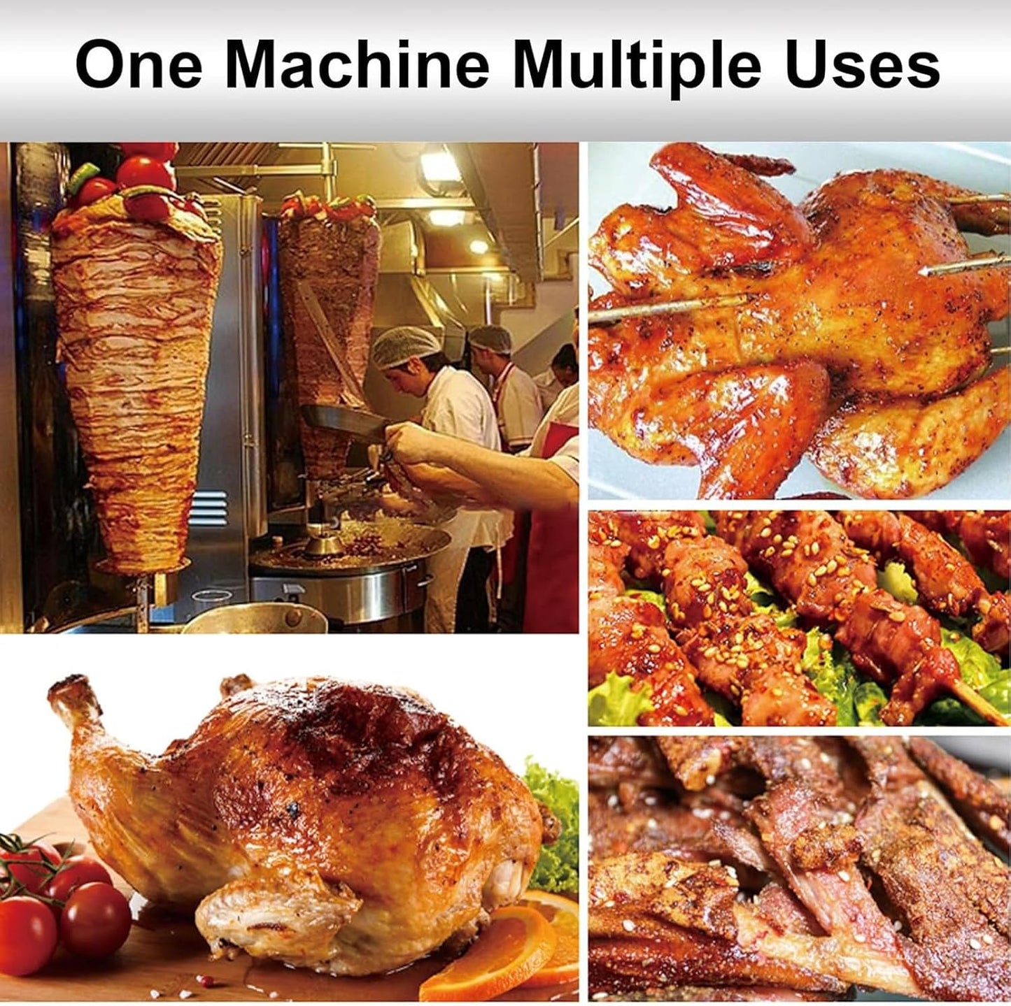 Electric Kebab Grill Vertical Broiler - Shawarma & Doner Kebab Machine with Temperature Control 50-350℃ for Commercial & Home Kitchen Use
