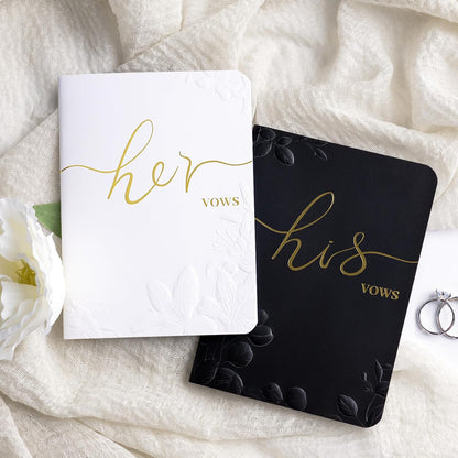 WEMATE Vow Books His and Hers,Wedding Vow Book with Gold Foil and 2 Pens, Wedding Essentials, Beautiful Wedding Present Stuff - Brown and Apricot