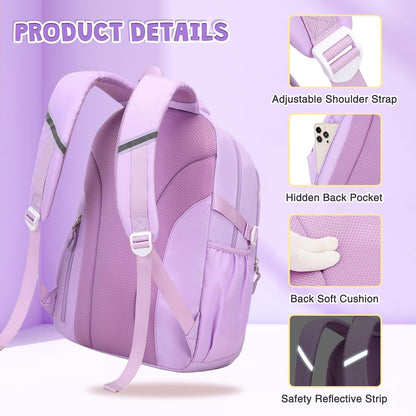 DIGOBAY Girls Backpack, School Backpack for Girls with Lunch Box Pencil Case Set for Teen Kids Girl Elementary Primary Middle High College School Bookbag with Cute Pins Pink