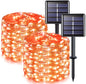 JMEXSUSS 2 Pack Orange Solar String Lights Outdoor Waterproof 33ft 100 LED Solar Fairy Lights 8 Modes Copper Wire Decoration Solar Christmas Lights for Patio Yard Tree Garden Wedding Party Halloween…