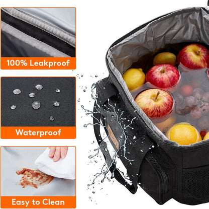 Lifewit Lunch Bag for Men, Insulated Lunch Box Leakproof Soft Cooler Cooling Tote for Adult Women, Waterproof Reusable Lunch Bags for Work Office Outdoor Picnic Camping, Black, 12-Can (9L)