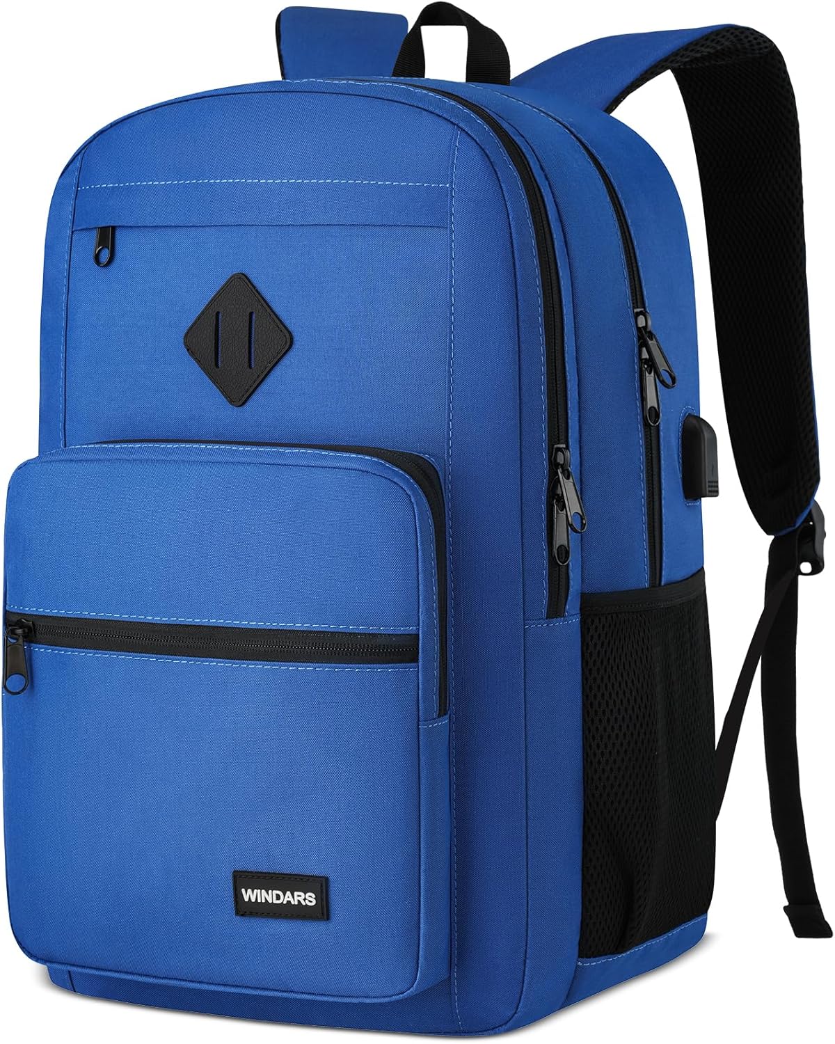 Black Backpack for Men Women, Durable Casual School Backpacks Teens Boys and Girls Classic 15.6 Inch Laptop Bookbag with USB Charger for College High School Work Travel