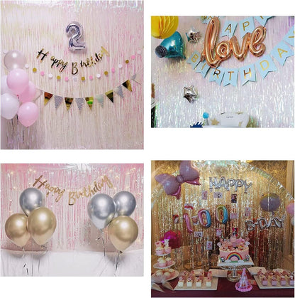 BRAVESHINE Pink Glitter Tinsel Foil Fringe Curtain - 2 Pcs 3.2x8.2 ft Metallic Party Supplies Photo Backdrop for Girl Princess Birthday Unicorn Bachelorette Butterfly Bridal Shower Party Decorations