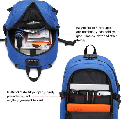 Laptop Backpack,Anti Theft Business Travel Backpack for Men Women Work Bag Slim Laptop Bag with USB Charging Port Lock,Durable Water Resistant Computer Bag Fits 15.6 Inch Laptop Notebook,Black