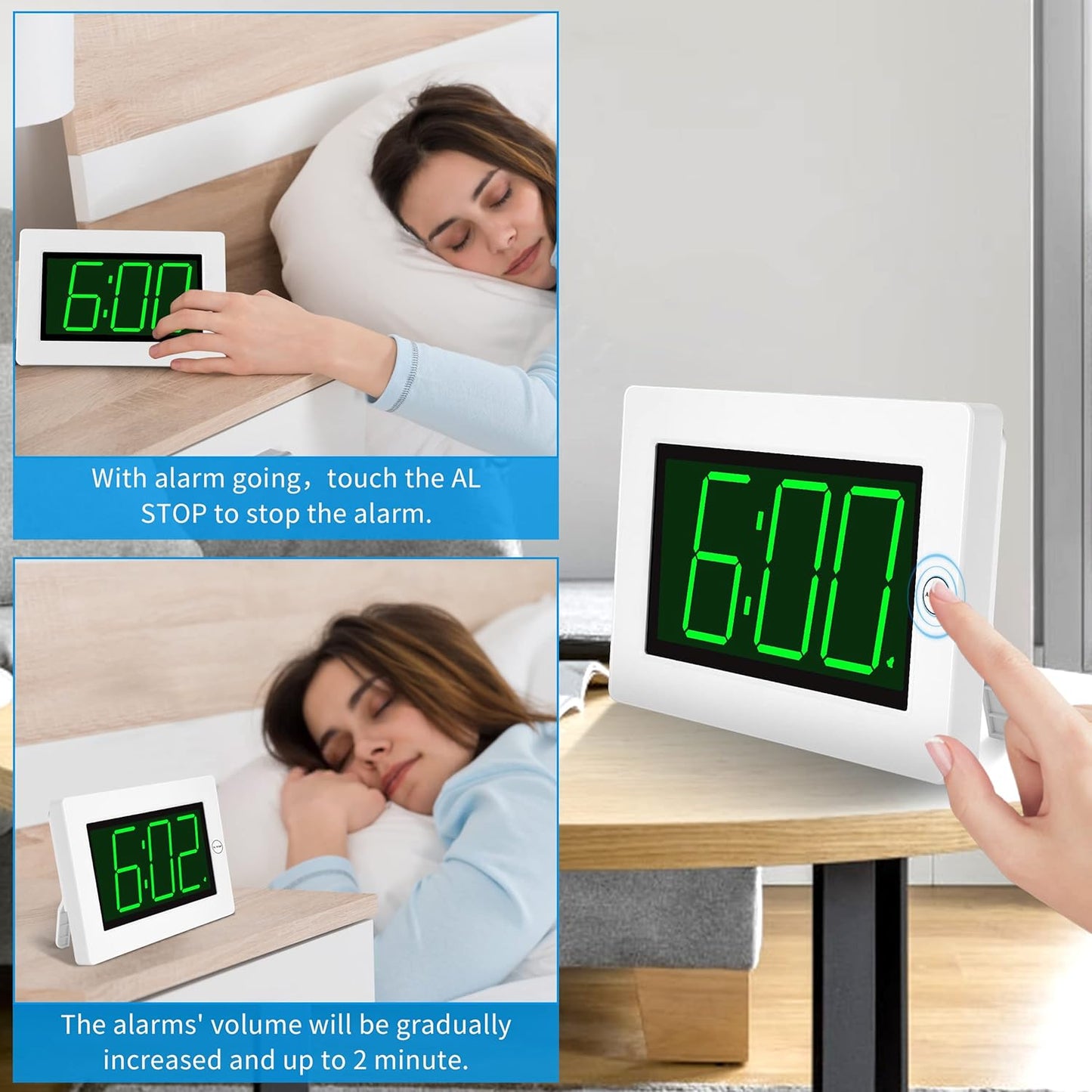 Wall Clock, Digital Clock, 8" Extra Large Display, 3" Big LED Number, Battery Operated, Adjustable Brightness, Clock for Bedroom, for Desk, Wall Mounted