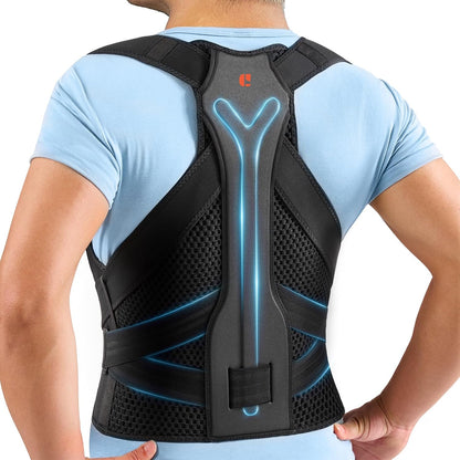Y-shaped Bionic Posture Corrector with Armpit Pads for Full Back Support, Adjustable Back Brace for Upper Lower Back Pain Relief Hunchback Correction, Men Women(Black,M)