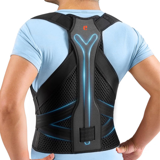 Y-shaped Bionic Posture Corrector with Armpit Pads for Full Back Support, Adjustable Back Brace for Upper Lower Back Pain Relief Hunchback Correction, Men Women(Black,M)