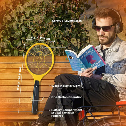2 Pack Zapper Electric Zapper - Indoor Outdoor Zapping Racket for Control - Safe to Touch with 3-Layer Safety Mesh