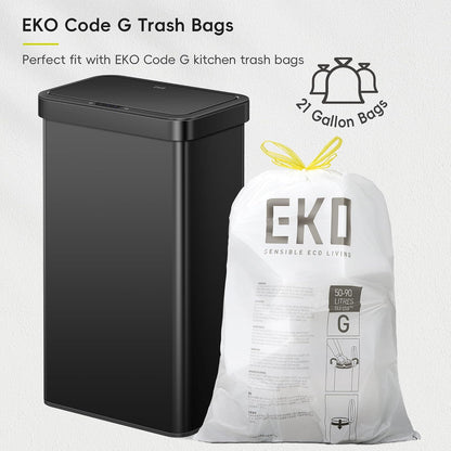 EKO Nova Sensor Trash Can, 21 Gallon/80 Liter Stainless Steel Rectangular Touchless Motion Sensor Trash Can, Matte Black