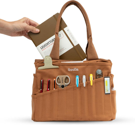 Soolla Studio Bag: Art Supply Storage Organizer & Pottery Tool Bag, Washable Tote, Yarn Bag, Crochet, 30 Pockets, 15+ Colors