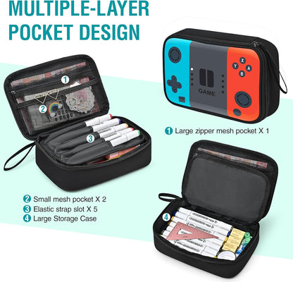 Gamer Pencil Case for Boys, Large Cute Pencil Pouch for Kids Teens with Handle, Sturdy School Supplies Marker Pen Organizer, Big Pen Box Pouch Pencil Bag for Art Office Student School Supply