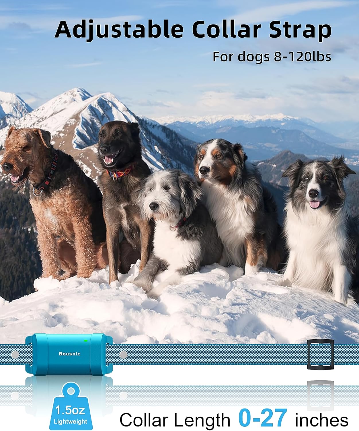 Bousnic Dog Shock Collar with Remote - [New Edition] 4000FT Dog Training Collar for Large Medium Small Dogs (8-120lbs) Waterproof Rechargeable E Collar with Beep, Vibration, Safe Shock (Grey)