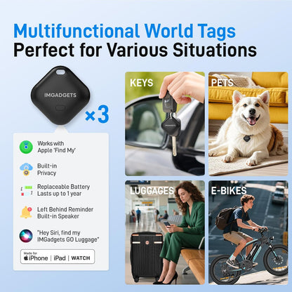 IMHome 3-Pc Luggage Set with GPS Tracker, 20/24/28'' Suitcases for Airplane