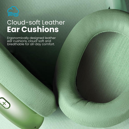 Wentronic Y01 Wireless Over Ear Headphones, Noise Canceling Bluetooth 5.3 Headphones with Microphones,Hi-Res Audio,48H Playtime,Foldable,Breathable Soft Earpads for iOS/Android/Samsung/PC-Green