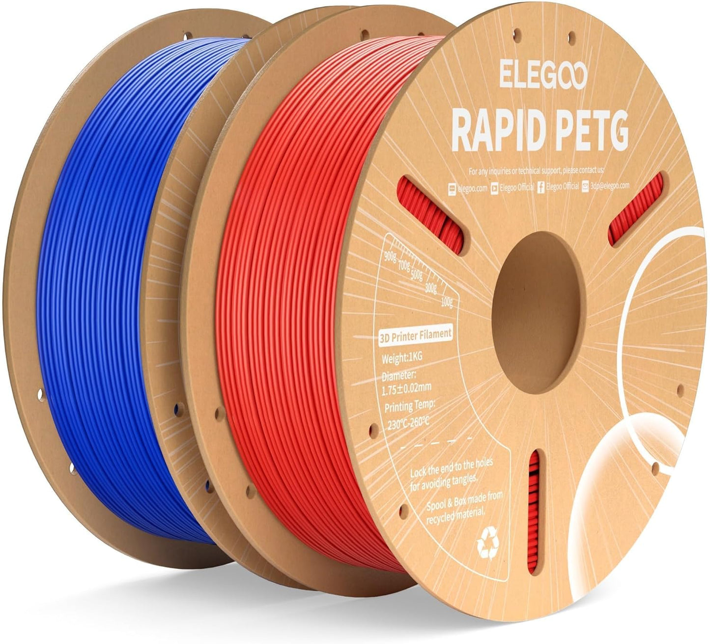 ELEGOO Rapid PETG Filament 1.75mm Black 1KG, 3D Printer Filament Max 600 mm/s High Speed Printing, Dimensional Accuracy +/- 0.02 mm Fit Most FDM Printer 1kg Cardboard Spool