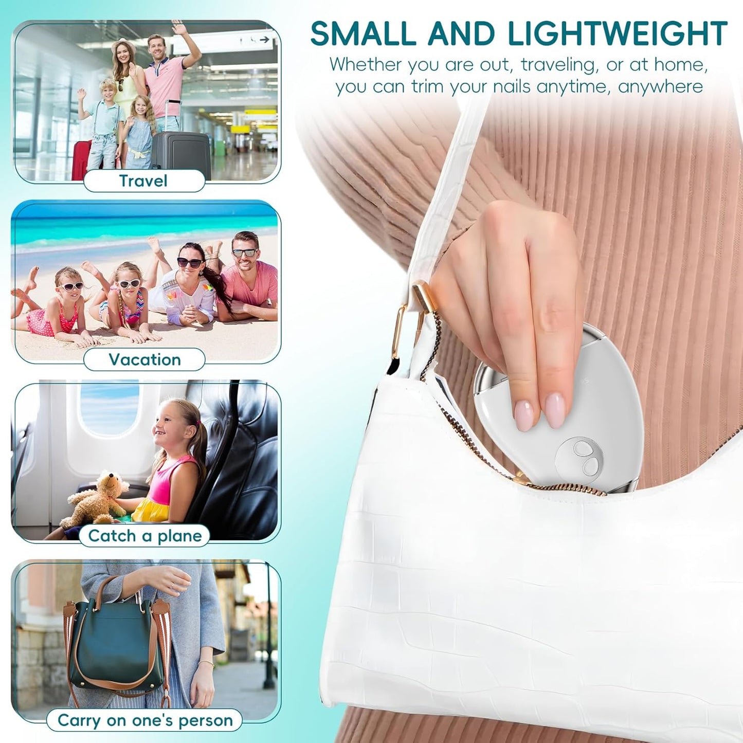 Automatic Electric Nail Clipper with LED Light & Nail File, 3 Speeds LCD Digital Display, Nail Clip Storage, USB Rechargeable Safety Fingernail Trimmer for Baby, Kids, Seniors (White)
