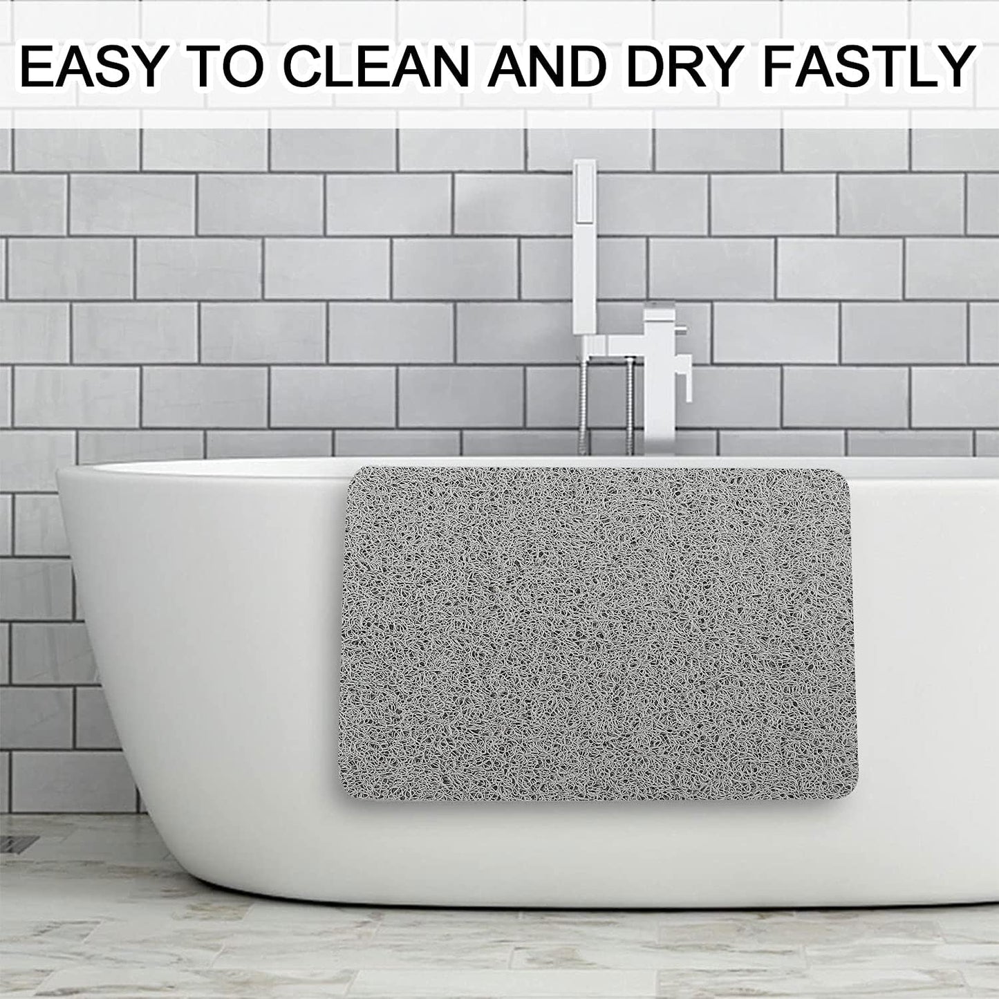 Square Shower Mat, Non Slip Bath Mat, Loofah Shower Stall Mats for Walk-in Shower, 32 x 32 Inches Shower Floor Mat with Drain, Bath Mats for Showers Bathroom, Tub, Seniors