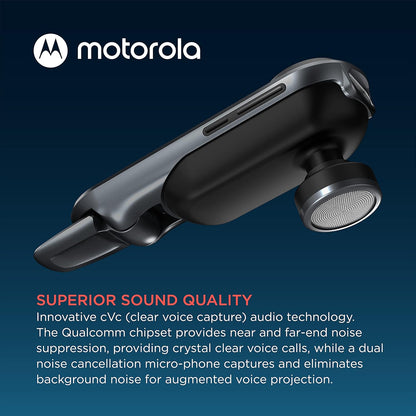 Motorola Sound HK500+ Bluetooth Earpiece Hands-Free Wireless Headset with Microphone - IPX4 Water Resistant Bluetooth Phone Earpiece for Phone Calls, Compatible with iPhone and Cell Phones