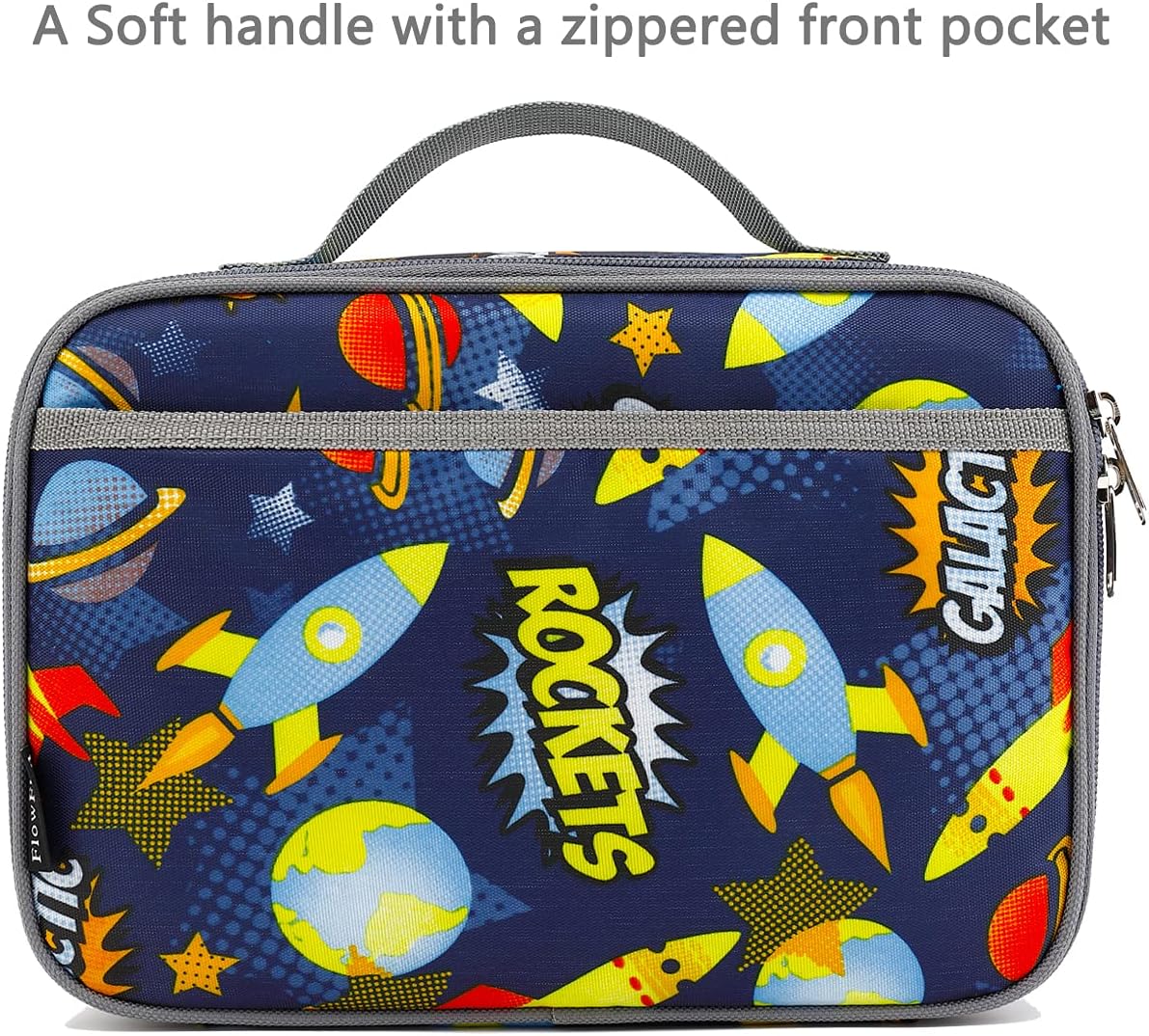 FlowFly Kids Lunch Box Insulated Soft Bag Mini Cooler Back to School Thermal Meal Tote Kit for Girls, Boys, Black