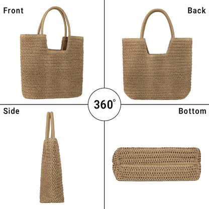 Straw Beach Bags for Women Large Beach Tote Bag Woven Shoulder Handbag Purse for Summer