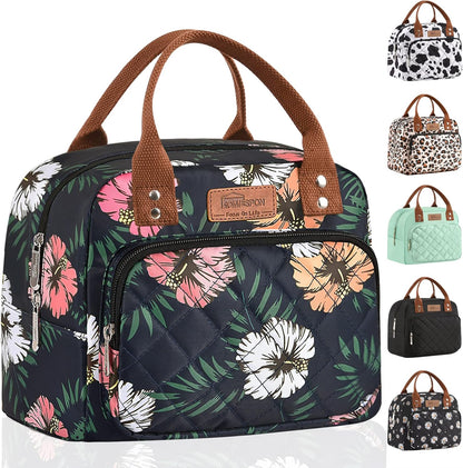 HOMESPON Lunch Bag for Woman Man Adults with Front Pocket Insulated Lunch Tote Lunch Box Container for Work Picnic or Travel(Black)