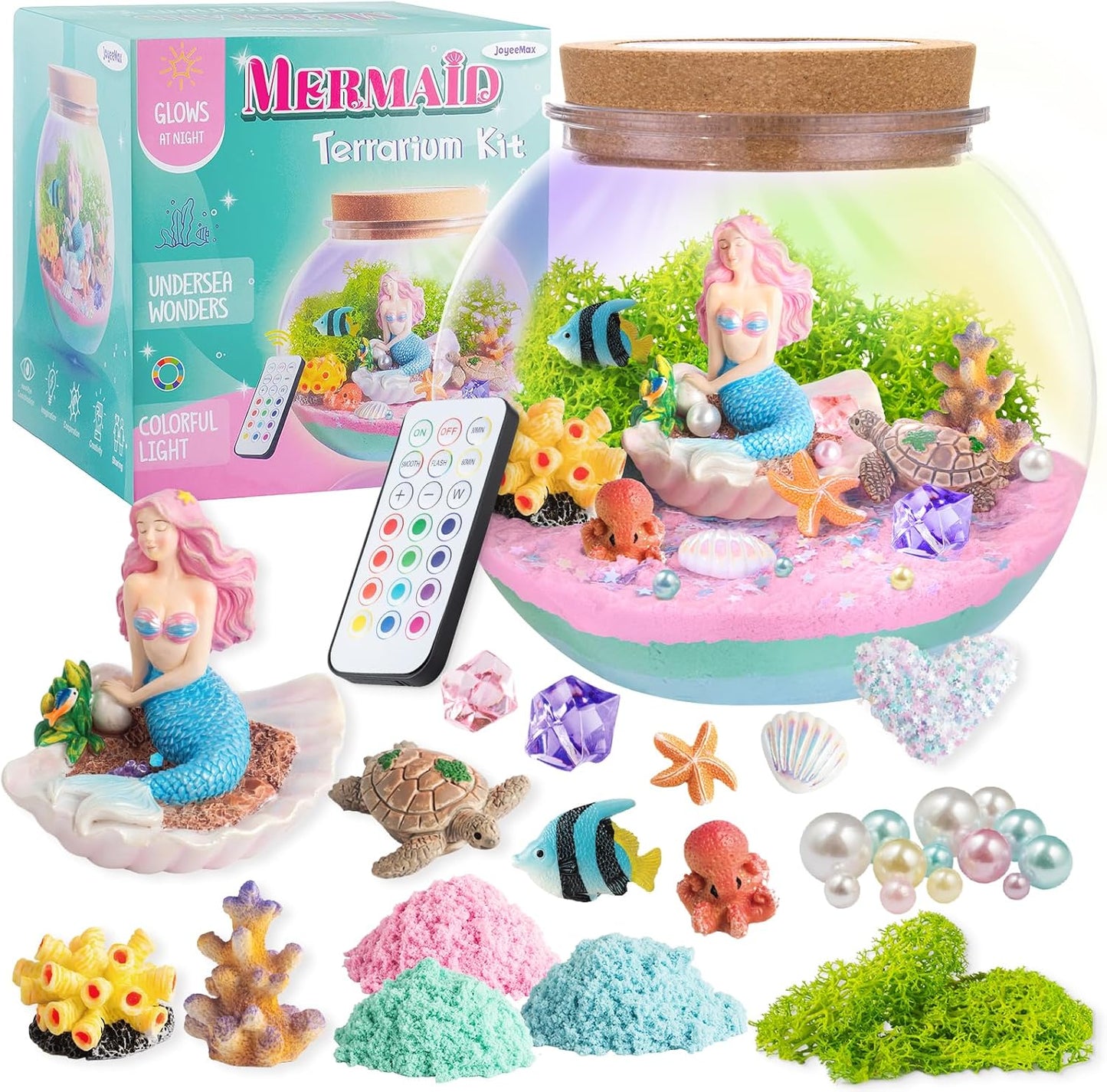 Mermaid Light-Up Terrarium Kit for Kids – DIY LED Night Light Arts and Crafts Set, Creative Indoor Decor Gift for Girls Ages 4–12 - PuriLite