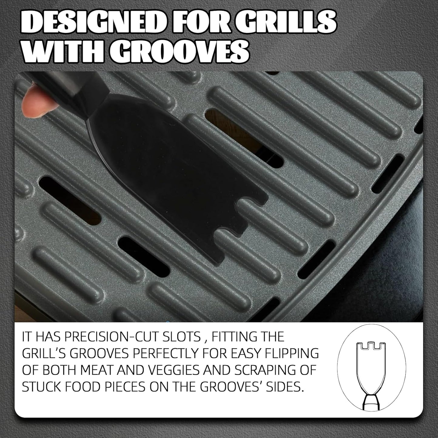 TonGass Grill Scraper for George Foreman Indoor Grills & Most Other Indoor Grills with Grooves, Heat-Resistant Grill Spatula
