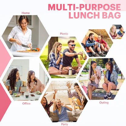 Lunch Bag for Women & Men Adult Insulated Lunch Box, Small Leakproof Cooler Food Lunch Containers Reusable High Capacity Lunch Tote Bags for Work, Travel, Outdoor