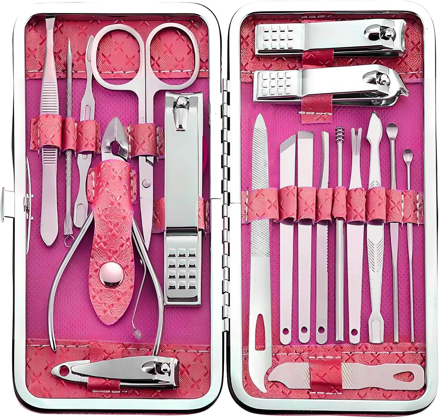Manicure Set - 19 in 1 Professional Nail Clippers Pedicure Kit, Manicure Tool Kit, Stainless Steel Facial Grooming Set Kit, Gift Idea for Women, Men, Girls, Teens, Beige