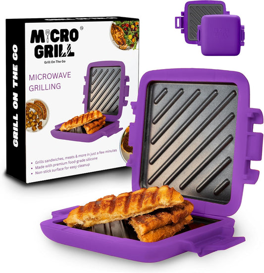 Micro Grill | Microwave Sandwich Maker - Grilled Cheese Sandwich Maker - Munchy - Toastie Maker- Panini Press - Travel Sandwich Maker (Purple)
