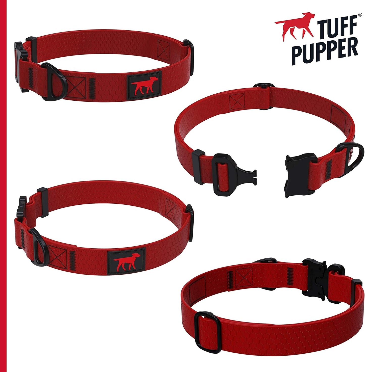 Tuff Pupper Waterproof Action Collar for Dogs | Heavy Duty Water Proof Dog Collar | Tear Proof & Odor Free | Rust-Proof Metal Hardware | Tactical Quick Release Buckle | for Adventurous, Active Dogs