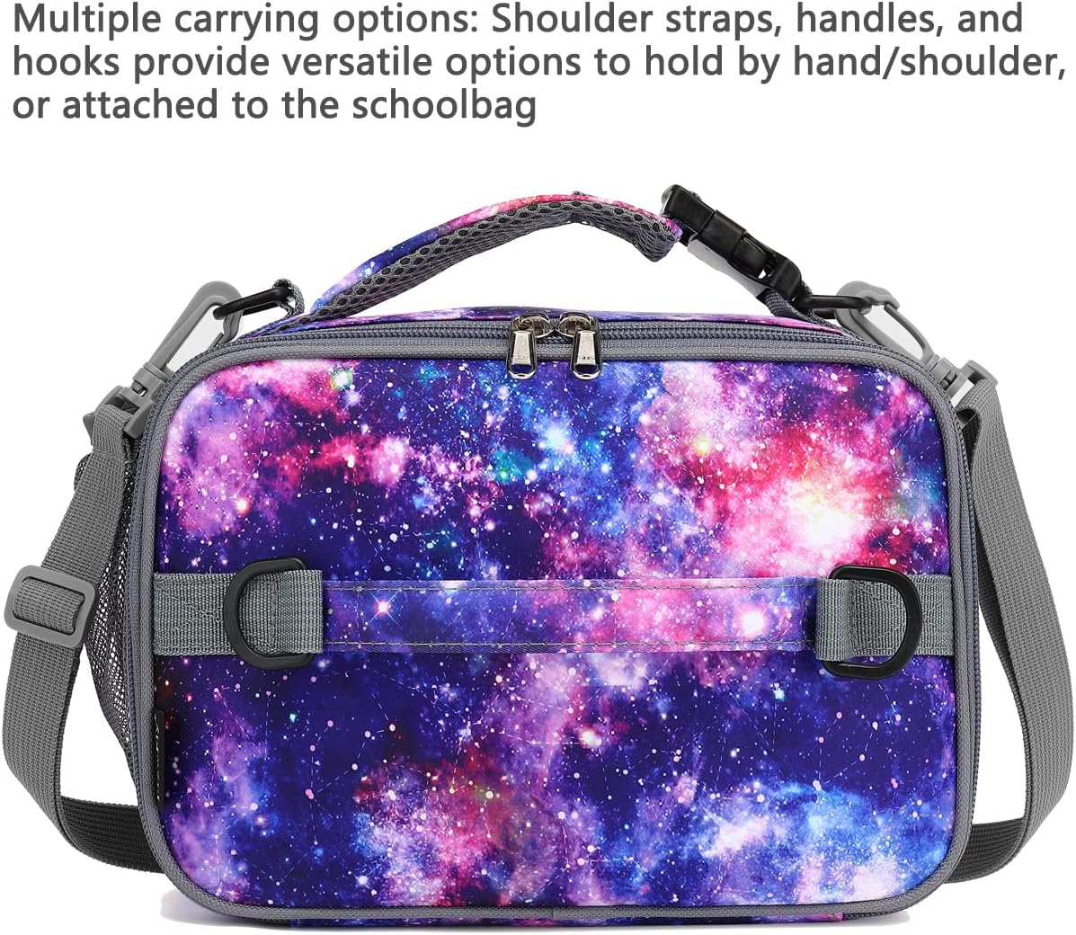 FlowFly Kids Lunch Box Insulated Soft Bag Mini Cooler Back to School Thermal Meal Tote Kit for Girls, Boys, Black