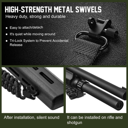 VVAAGG Two-Point Sling with Swivel, Non-Slip Paracord Sling with Adjustable Length Strap