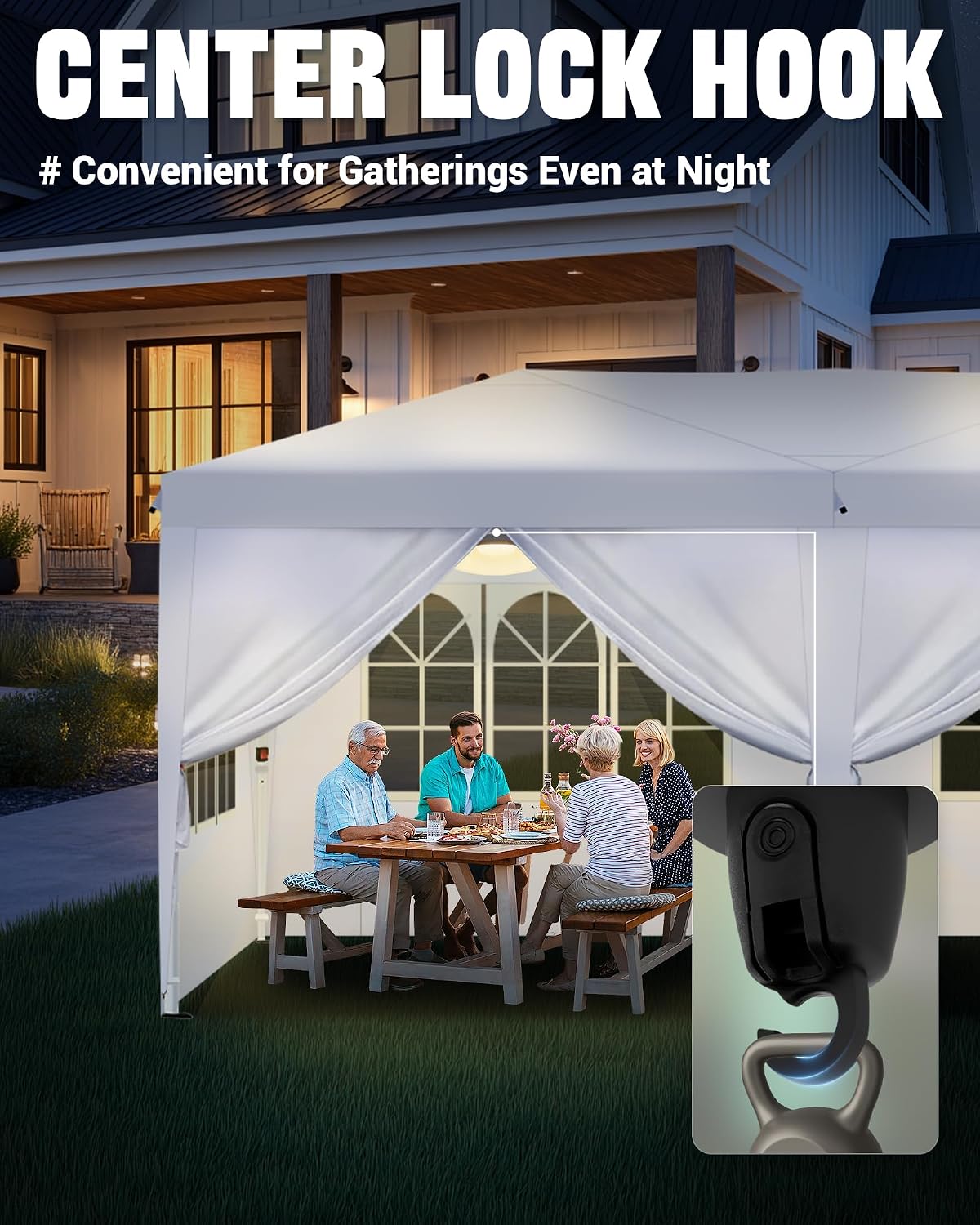 Acepic 10x20 Pop Up Canopy with 6 Removable Sidewalls, White, 10x20